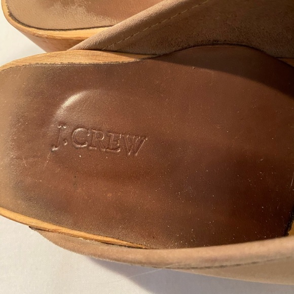 J crew CREW tan clogs CLOGS leather in wooden made in Italy - Picture 2 of 3